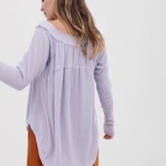 We The Free Waffle lavender Henley Top oversized XS - Picture 3 of 6